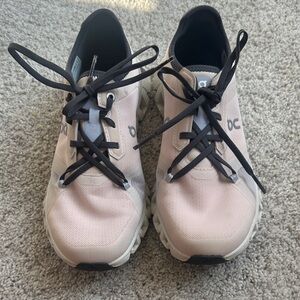 On Running Women's Soft Pink and Dark Gray Sneakers